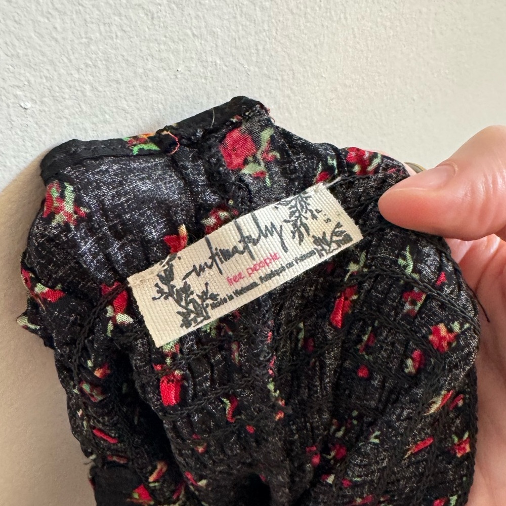 Free People Black & Red Sheath Mini Dress w Bow Tie Shoulder Straps - Size Small - Picture 13 of 14
